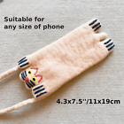 Mini sac bandoulière grand sac téléphone portable en laine feutre dessinée fait main
