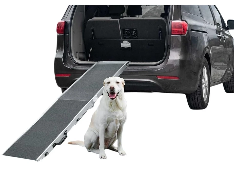 Rampa plegable antideslizante aluminio con mango para perros mascotas 72" x 15" 240 lb capacidad Foto 1 de 4