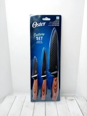 NUEVO☆ Juego de cuchillos Oster Cutlery Gunderson 3 piezas 8" Chef/ 5" Utilidad/ 3,5" Pelado Foto 1 de 4