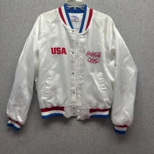Vintage 1988 USA Olympic Games Coca Cola Satin Jacket Chalk Line Large - Picture 1 of 10