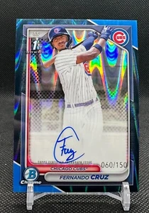 FERNANDO CRUZ 2024 Bowman Chrome Blue RayWave Refractor 1st Auto #/150 - Picture 1 of 2