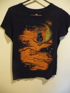 Celebrate Halloween black cat moon bats gold lettering impressive - Picture 1 of 3