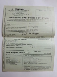 Document Achat AMI 6 3 CV - Usine Citroen - Document Assurance - Voiture - Bild 1 von 2