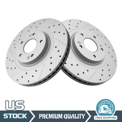 Par de rotores de freno de disco perforados delanteros para Hyundai Santa Fe Sport Kia Sorento XL Foto 1 de 4
