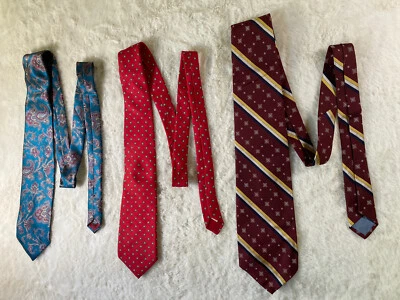 Lote de 3 gravatas masculinas 100% seda Christian Dior Adolfo John Weitz - Imagem 1 de 4