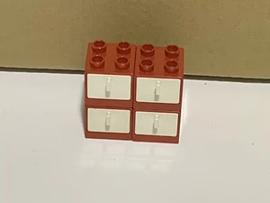 4 X Lego Duplo Furniture Wardrobe 2x2x1 1/2 Red Drawer White House 4891 4890 - Picture 1 of 4