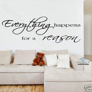 TODO SUCEDE por una RAZÓN pegatina arte de pared cita decoración diseño GRANDE - Imagen 1 de 23