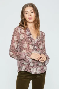 $299 Morris & Co X Paige Arianne Pink Floral Blouse Size Small - Picture 1 of 8
