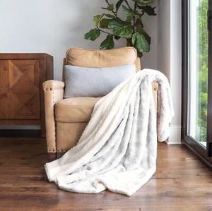Lux Light Gray Faux Fur Tie Dye Throw Blanket by Kaycie Gray Fashion Collection - Picture 1 of 9