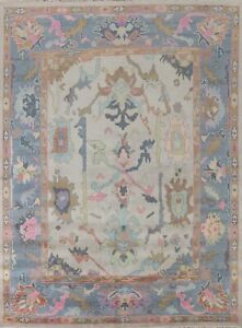 Living Room Area Rug 8x10 ft. Charcoal Oushak Oriental Hand-Knotted Wool Carpet