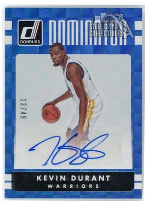 Kevin Durant 2016-17 Panini Donruss Dominator Auto Card #9 13/49 - Image 1 of 2
