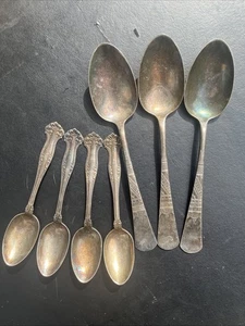 ANTIQUE VINTAGE COLLECTIBLE Lot Of 7 Spoons 1847 ROGERS BROS SILVER PLATE Vtg - Picture 1 of 12