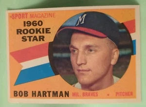 1960 Topps - Sport Magazine 1960 Rookie Star Bob Hartman #129 - Milwaukee Braves - Picture 1 of 2