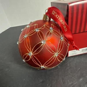Waterford Holiday Heirlooms Ruby Wedge Ball 4 inch Christmas Ornament #153745 - Picture 1 of 7