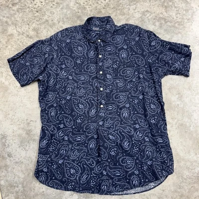 Polo Ralph Lauren Shirt Mens Large Blue Linen Cambridge Paisley Button Down - Image 1 of 4