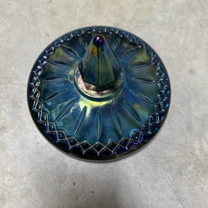 Indiana Glass Candy Dish Lid Carnival Princess Blue Glass Lid Replacement Only - Picture 1 of 5