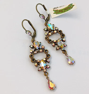 Серьги Michal Negrin Aurora Borealis Crystal романтические винтажные радужные AB - Изображение 1 из 4