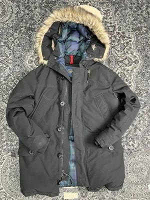 $598 Polo Ralph Lauren Hombres Grande Plumón Parka Borde de Piel Capucha Abrigo Alto Chaqueta NEGRO Foto 1 de 4