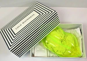Lulu Guinness Clutch Tasche Plexiglas neongrün klare Lippen unbenutzt - Bild 1 von 7