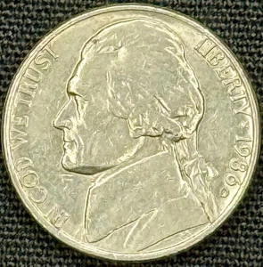 1986 D Mint Mark Circulated XF-Details Jefferson Nickel  - Picture 1 of 4