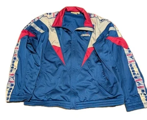 Diadora Vintage Herren Trainingsjacke durchgehender Reißverschluss blau/rosa Größe 40 / M 90er - Bild 1 von 10
