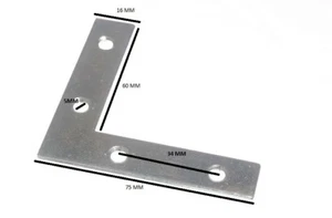 Flat Corner Brace Bracket 75mm X 16mm X 2mm 5mm Hole BZP Pack Of 10 - Picture 1 of 1