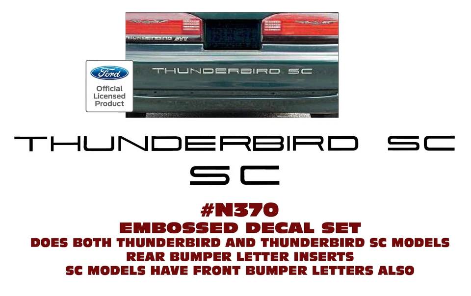SP - N370 1989-95 FORD THUNDERBIRD -THUNDERBIRD SC - REAR BUMPER LETTERS - DECAL - Изображение 1 из 1