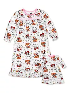 Paw Patrol Puppy Dog Flannel Nightgown with 18" Doll Gown Toddler Girl Size 2T - Picture 1 of 1
