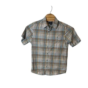 Camisa de Vestir Informal Marmot Manga Corta Botón Frontal Blanco Azul Amarillo Talla Med - Imagen 1 de 5