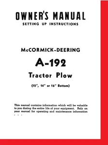 IH A McComick-Deering Farmall A-192 1 Bottom Moldboard Plow Manual Hand Lift - Picture 1 of 8