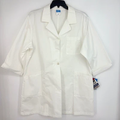 Vintage Crest Adult Size XL Lab Coat White Polyester Cotton Pockets Long Sleeves - Image 1 of 4
