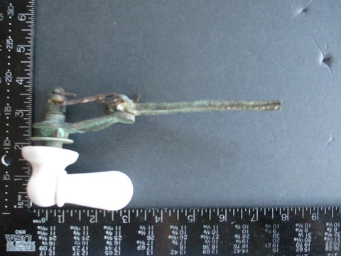 M-VB Vintage Antique Ceramic and Cast Brass Toilet Flush Handle Salvage      C15 Cover