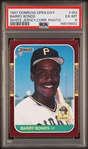 1987 Donruss Opening Day #163 Barry Bonds White Jersey,Corr. Photo PSA 6 - Picture 1 of 2