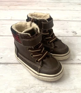 Gymboree Size 4 Baby Toddler Boys Brown Leather Winter Boots Side Zip Kids Shoes - Picture 1 of 4