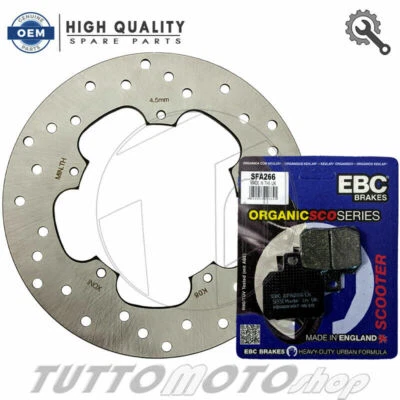 KIT DISCO FRENO POSTERIORE + PASTIGLIE EBC GILERA NEXUS 500 2004 2005 2006 2007 - Immagine 1 di 4