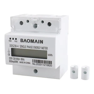 Baomain Single Phase Energy Meter 2 Wire 220V DIN-rail Type Kilowatt Hour kwh... - Picture 1 of 7