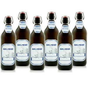 BIELMEIER Bierflaschen 6 Stück 1 Liter Bügelverschluss 12 bar Druck geprüft - Bild 1 von 5