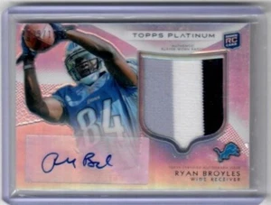 2012 Topps Platinum Ryan Broyles Patch Auto Refractor Card /1058 Detroit Lions - Picture 1 of 2