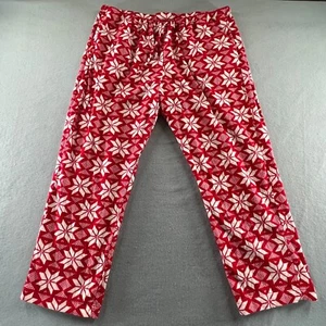 Hanna Andersson Pajama Pants Mens XXL Red Flannel Christmas Snowflakes Bottoms - Picture 1 of 14