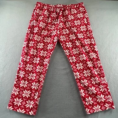 Hanna Andersson Pajama Pants Mens XXL Red Flannel Christmas Snowflakes Bottoms - Image 1 of 4