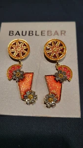 BAUBLEBAR martini Cocktails earrings, orange, rhinestones, dangles, NEW - Picture 1 of 4
