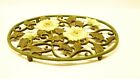 Vintage Kitchen Tray Cast Iron Decorated Multicolored Flowers Interior Exterior