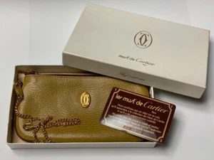 Cartier coin purse wallet must-line trinity mustard pouch with chain - Picture 1 of 12