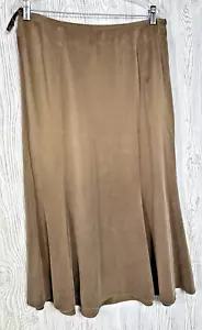 Neu mit Etikett Eileen Fisher sattelbraun Seide Charmeuse Fit & Flare einfache Passform Rock Größe L - Bild 1 von 16