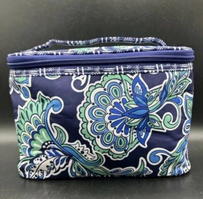 Modella Women’s Cosmetic Make Up Bag Blue Mandala Design Small Box Zipper Lunch - Image 1 of 4
