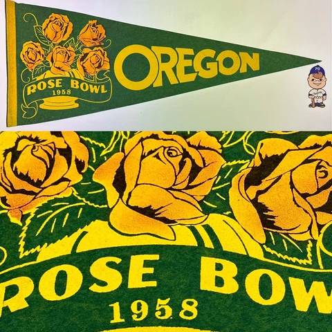 1958 Oregon Ducks University Football Vintage Rose Bowl Pennant 11.5x28.75 Cover