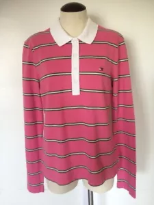 Tommy Hilfiger Top Shirt Rugby Polo Rosa Streifen Damen Gr. Medium M - Bild 1 von 9
