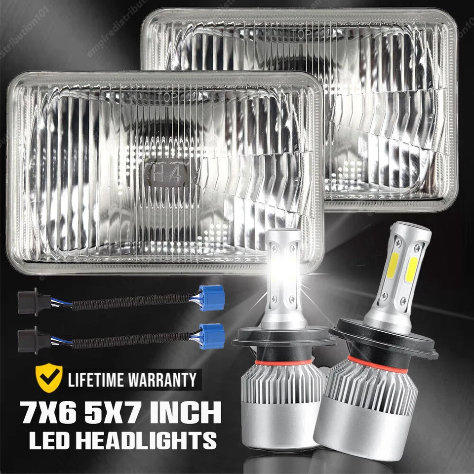 Par de faros LED de haz alto bajo DOT para Chevy Malibu 1978-1981 El Camino 5X7" 7x6" Foto 1 de 4