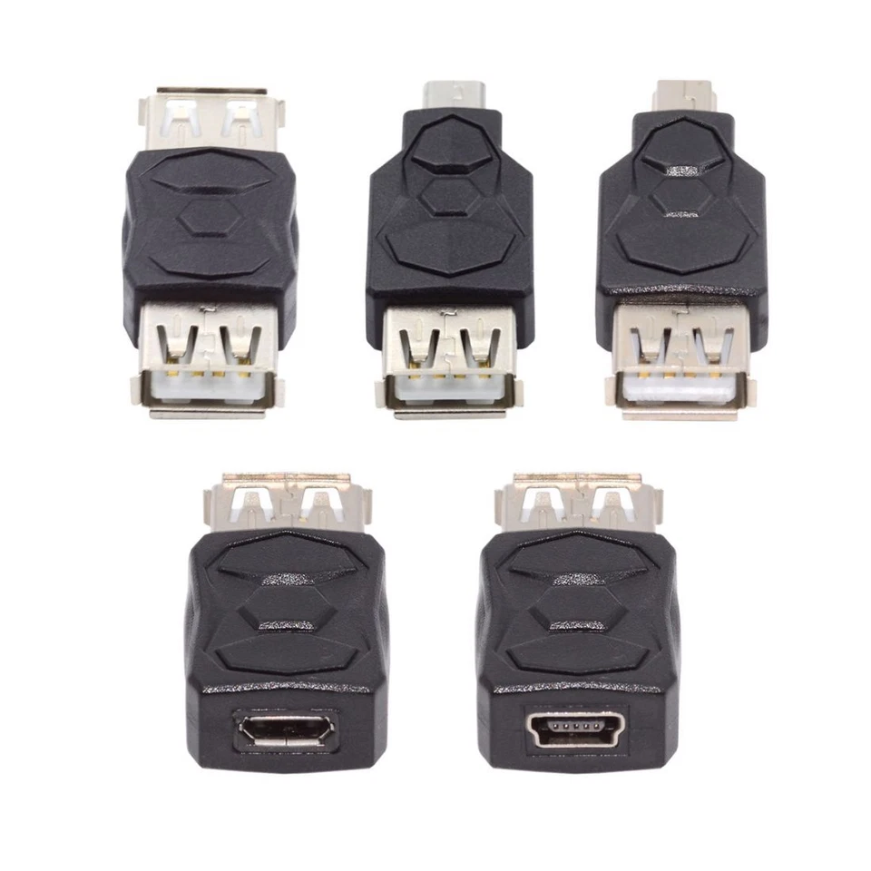 Cablecy 5pcs/lot Micro USB 2.0 OTG Mini USB 5Pin Type-A Male to Female Adapter - Image 1 of 4