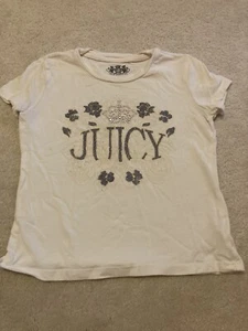 toddler girls white shirt by juicy couture with silver lettering size small 4/5 - Picture 1 of 4